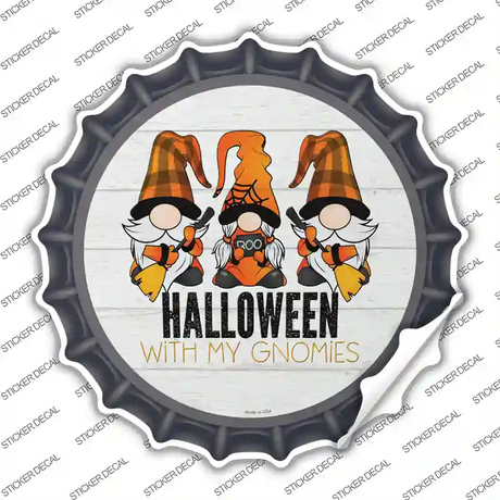 Halloween With My Gnomies Novelty Bottle Cap Sticker Decal