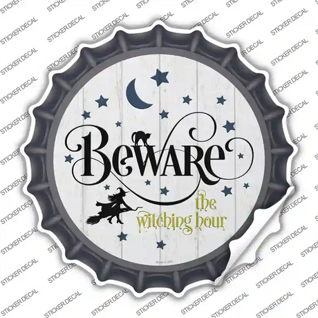 Beware The Witch Hour Novelty Bottle Cap Sticker Decal