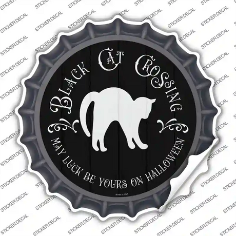 Black Cat Crossing Novelty Bottle Cap Sticker Decal