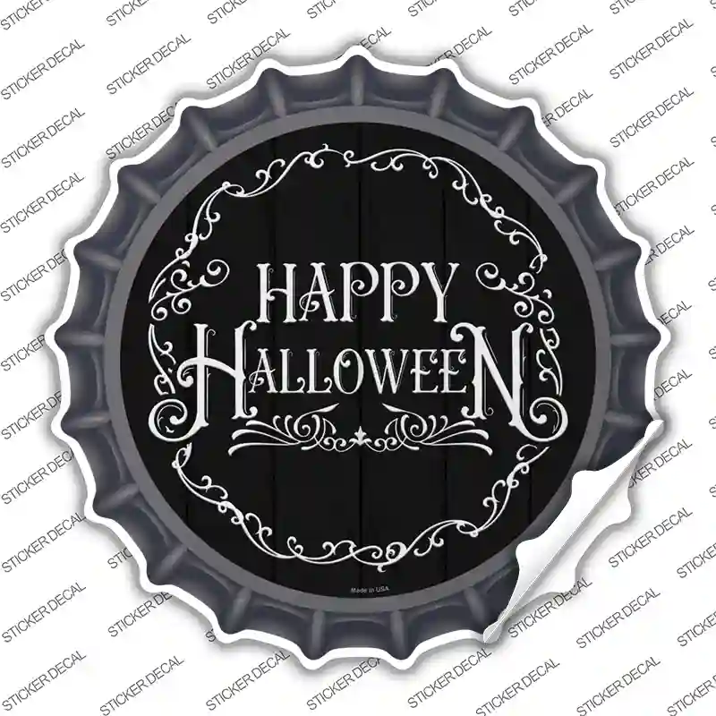 Happy Halloween Black Novelty Bottle Cap Sticker Decal