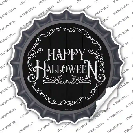 Happy Halloween Black Novelty Bottle Cap Sticker Decal