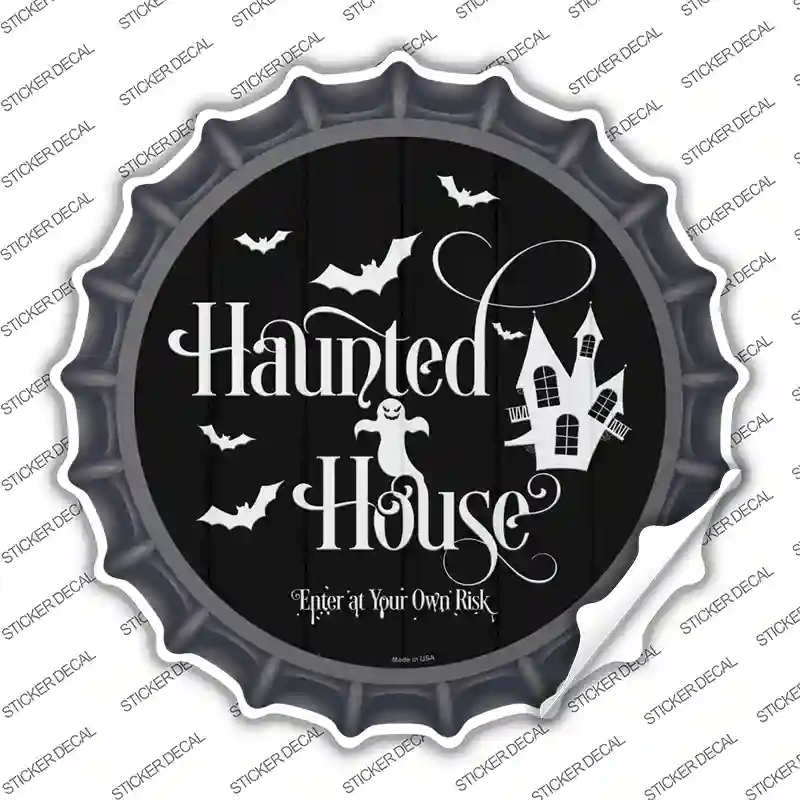 Haunted House Novelty Bottle Cap Sticker Decal