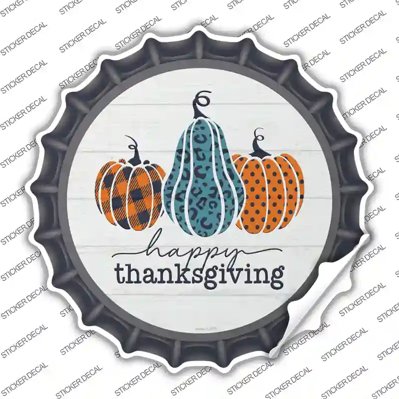 Happy Thanksgiving Pumpkins Novelty Bottle Cap Sticker Decal