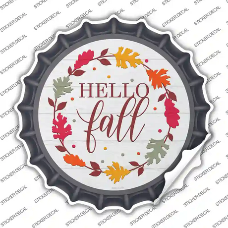 Hello Fall Leaves Novelty Bottle Cap Sticker Decal