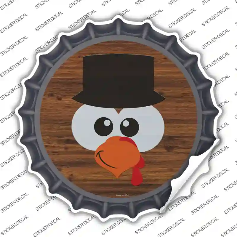 Turkey Face Top Hat Novelty Bottle Cap Sticker Decal