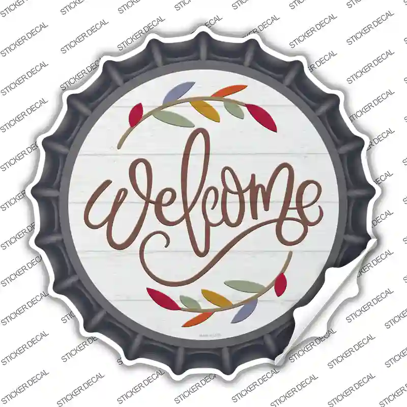 Welcome Leaves Novelty Bottle Cap Sticker Decal