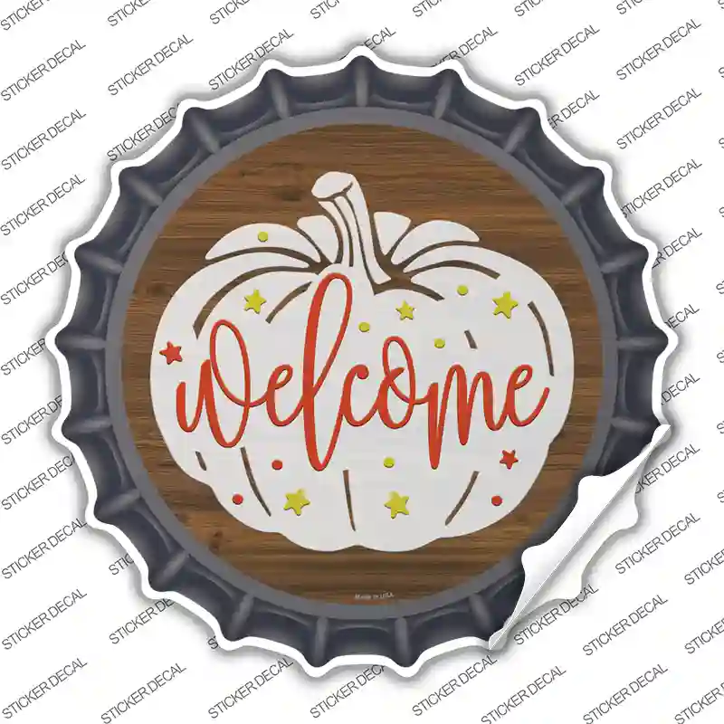 Pumpkin Welcome Novelty Bottle Cap Sticker Decal