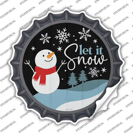 Snowman Let It Snow Novelty Bottle Cap Sticker Decal
