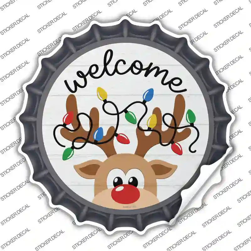Welcome Reindeer Novelty Bottle Cap Sticker Decal