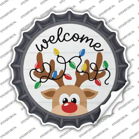 Welcome Reindeer Novelty Bottle Cap Sticker Decal