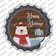 Happy Holidays Polar Bear Novelty Bottle Cap Sticker Decal