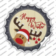Happy Winter Reindeer Novelty Bottle Cap Sticker Decal