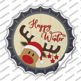 Happy Winter Reindeer Novelty Bottle Cap Sticker Decal