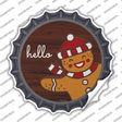 Gingerbread Man Says Hello Novelty Bottle Cap Sticker Decal