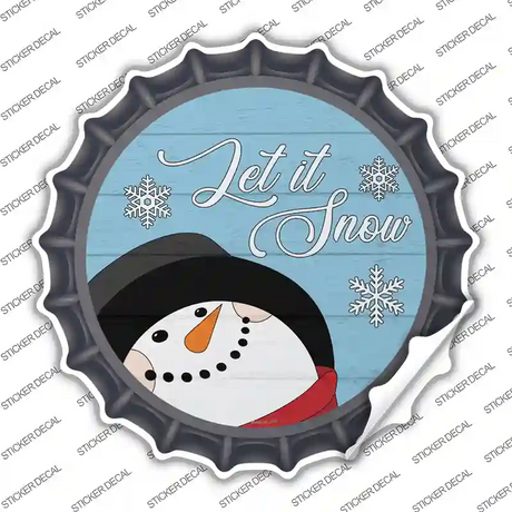 Let It Snow Blue Novelty Bottle Cap Sticker Decal