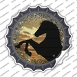 Rearing Horse Closeup Silhouette Novelty Bottle Cap Sticker Decal