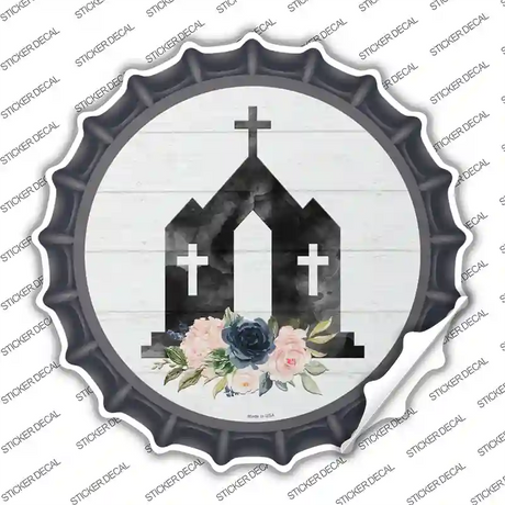 Church Silhouette Novelty Bottle Cap Sticker Decal