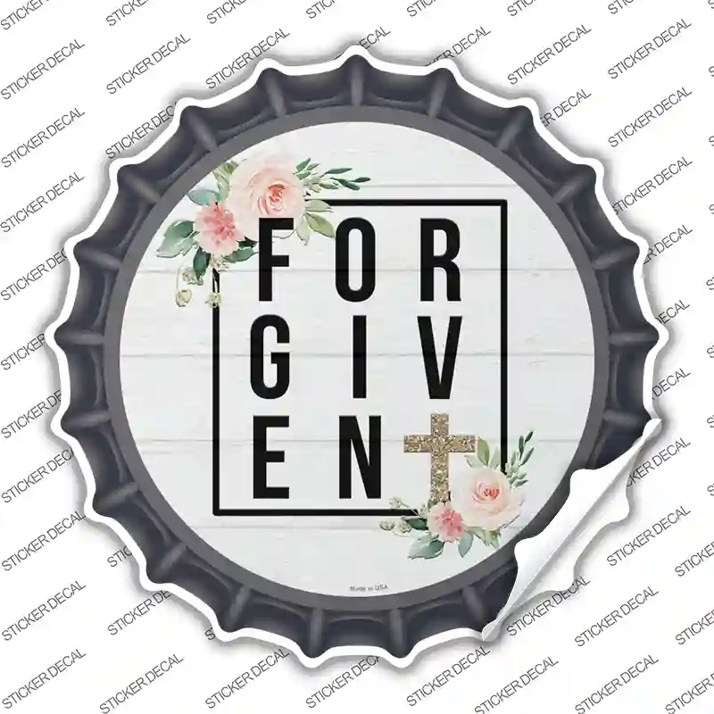 Forgiven with Cross Novelty Bottle Cap Sticker Decal