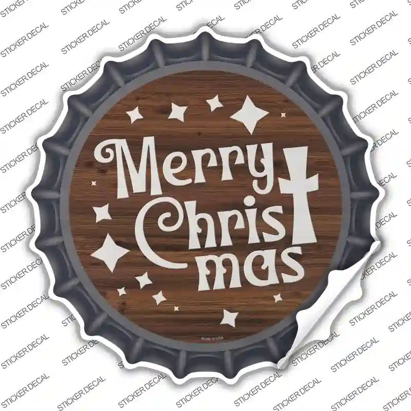 Merry Christmas with Cross Novelty Bottle Cap Sticker Decal