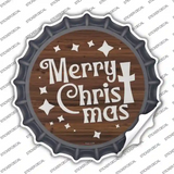 Merry Christmas with Cross Novelty Bottle Cap Sticker Decal