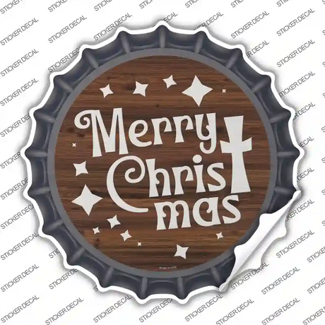 Merry Christmas with Cross Novelty Bottle Cap Sticker Decal