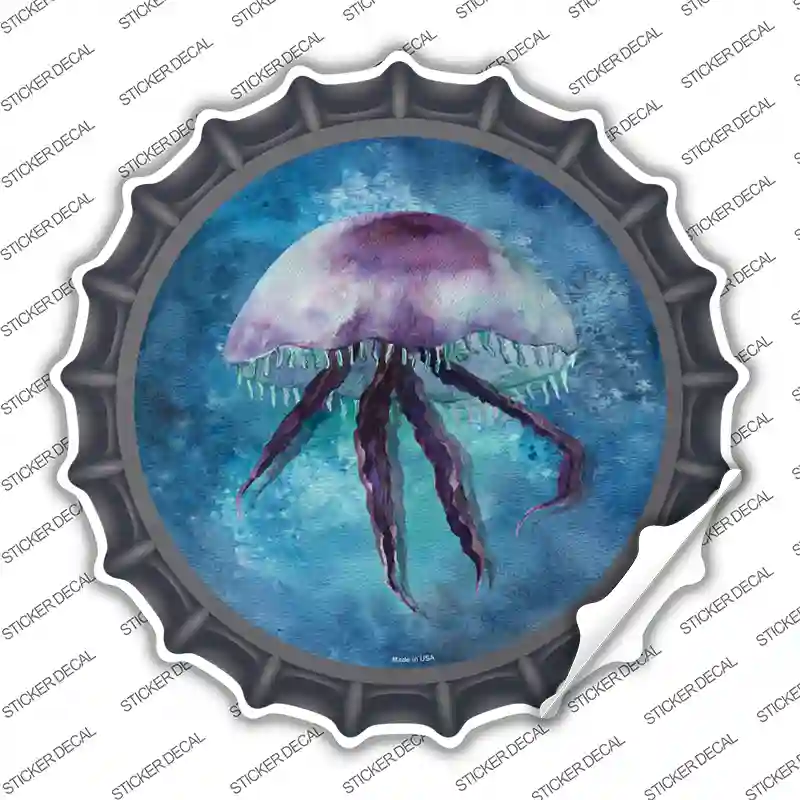 Jellyfish Blue Novelty Bottle Cap Sticker Decal