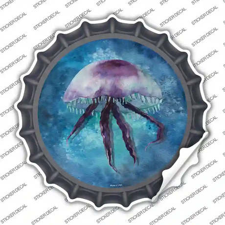 Jellyfish Blue Novelty Bottle Cap Sticker Decal