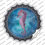 Seahorse Blue Novelty Bottle Cap Sticker Decal