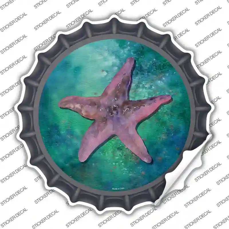 Starfish Aqua Novelty Bottle Cap Sticker Decal