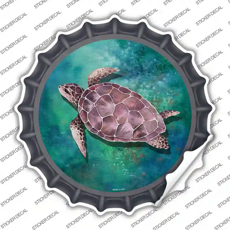 Sea Turtle Aqua Novelty Bottle Cap Sticker Decal