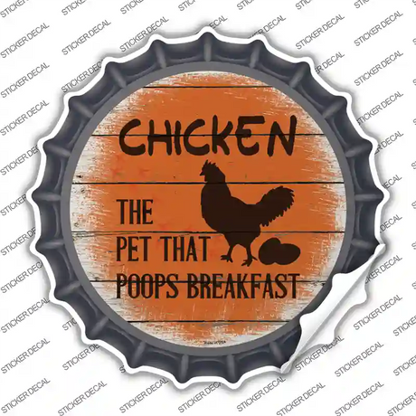 Chicken That Poops Breakfast Novelty Bottle Cap Sticker Decal