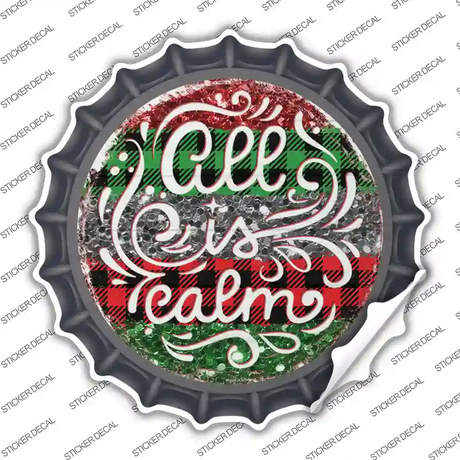 All Is Calm Christmas Novelty Bottle Cap Sticker Decal