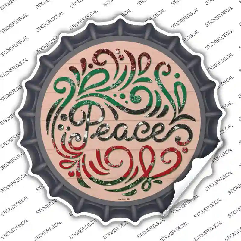 Peace Christmas Novelty Bottle Cap Sticker Decal