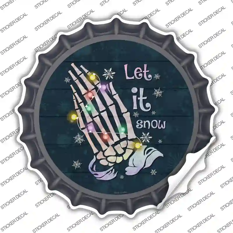 Let it Snow Skeleton Hands Novelty Bottle Cap Sticker Decal