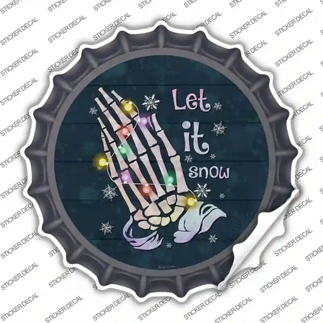 Let it Snow Skeleton Hands Novelty Bottle Cap Sticker Decal