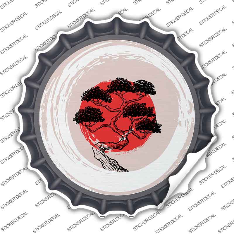 Bonsai & Rising Sun Novelty Bottle Cap Sticker Decal BC-2067s