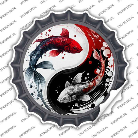 Koi Fish Yin-Yang Novelty Bottle Cap Sticker Decal BC-2068s