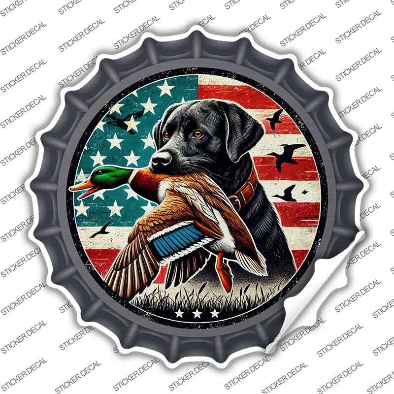 Black Lab with Duck Novelty Bottle Cap Sticker Decal BC-2074s