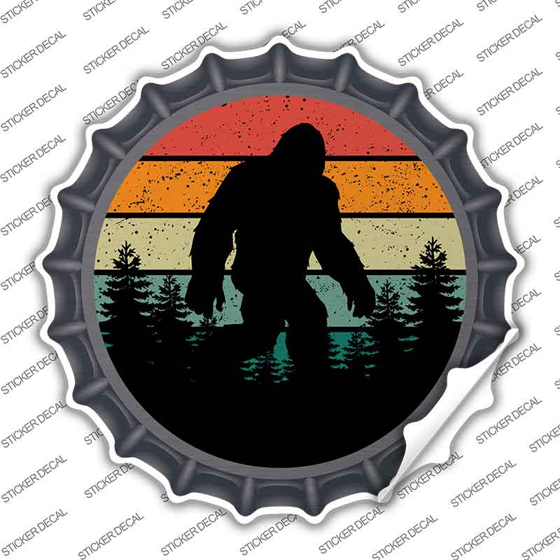 Bigfoot Silhouette Sunset Novelty Bottle Cap Sticker Decal BC-2080s