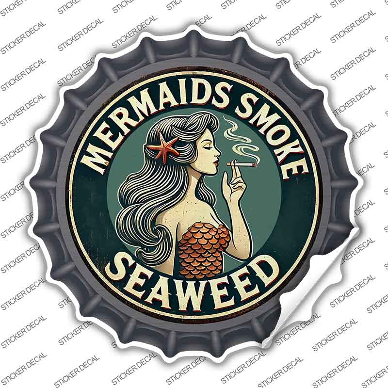 Mermaids Smoke Seaweed Novelty Bottle Cap Sticker Decal BC-2084s