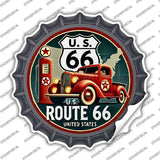Red Truck on Route 66 Novelty Bottle Cap Sticker Decal BC-2087s