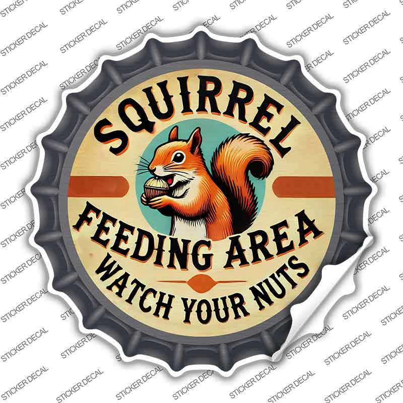 Squirrel Feeding Area Novelty Bottle Cap Sticker Decal BC-2091s