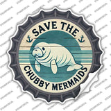 Save the Chubby Mermaids Novelty Bottle Cap Sticker Decal BC-2092s