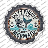 Salty Pirate & Mermaid Novelty Bottle Cap Sticker Decal BC-2093s