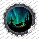 Moose Under the Northern Lights Novelty Bottle Cap Sticker Decal BC-2099s