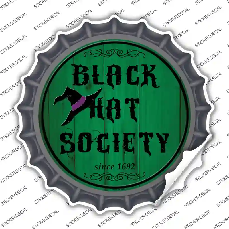 Black Hat Society Novelty Bottle Cap Sticker Decal
