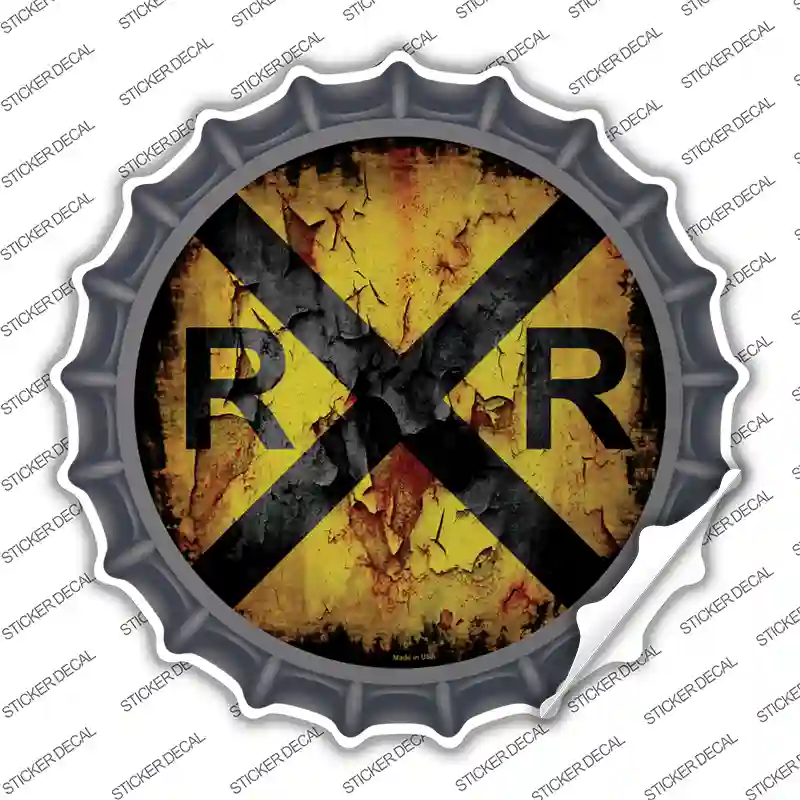 Vintage Railroad Crossing Novelty Bottle Cap Sticker Decal