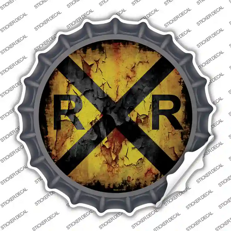 Vintage Railroad Crossing Novelty Bottle Cap Sticker Decal