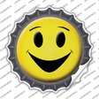 Yellow Smiling Face Novelty Bottle Cap Sticker Decal