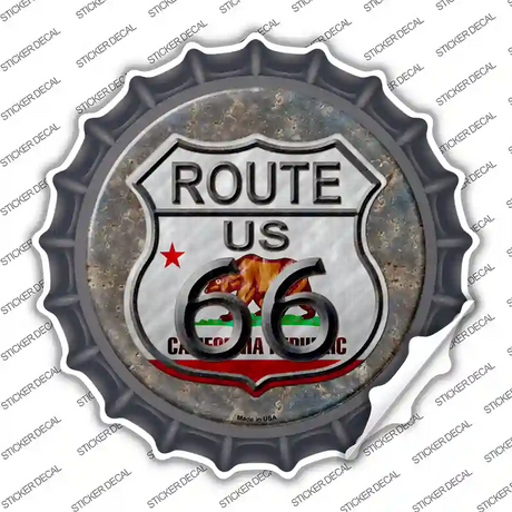 California Route 66 Novelty Bottle Cap Sticker Decal